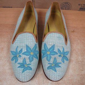 Stubbs & Wootton Blue Floral Loafers Size 7.5